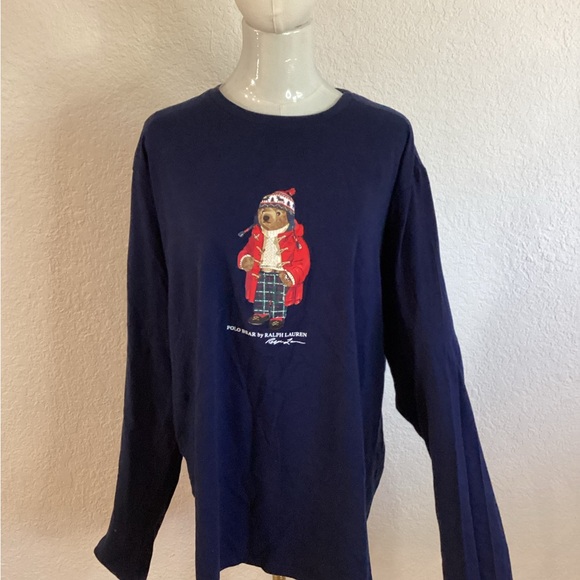 Ralph Lauren Tops - Polo Ralph Lauren navy blue long sleeve teddy bear Christmas pj